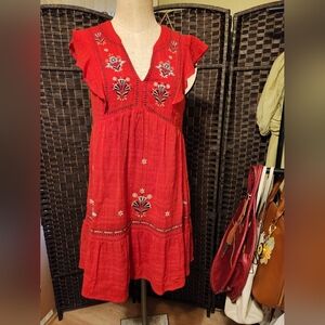 Knox Rose Red Embroidered Mini Dress
